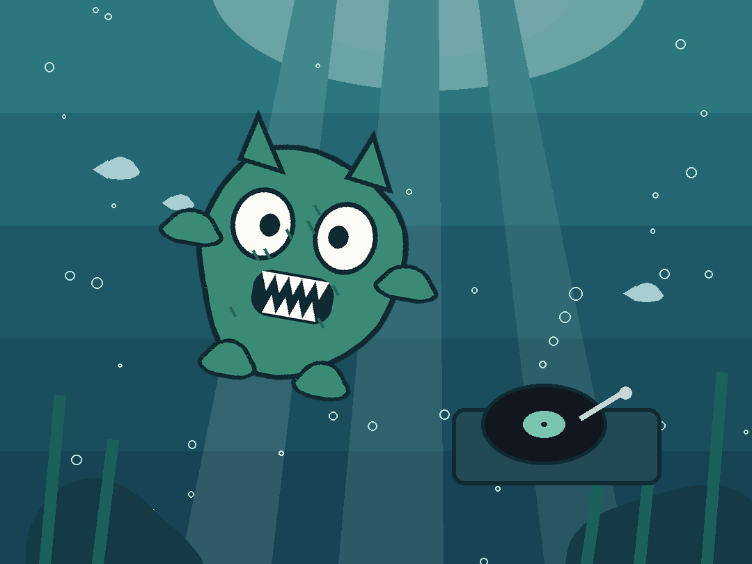 Chill MUSICA — 月の下でヘッドホンをして目を閉じる生き物